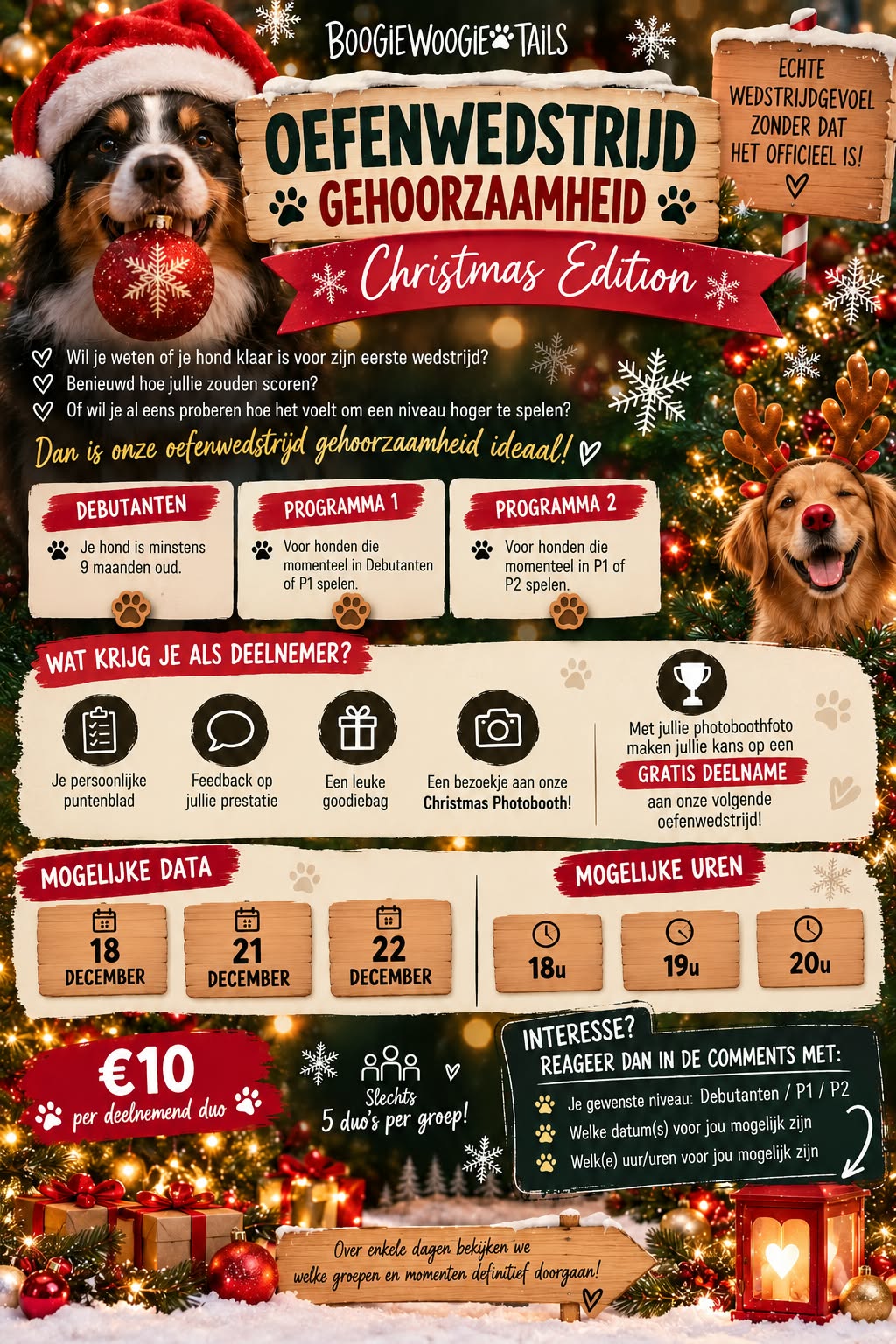 🏆🎄Oefenwedstrijd Gehoorzaamheid - Christmas Edition!🏆🎄18/12 - P1 - groep 19u