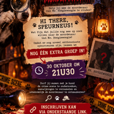 🎃 WAGGY-O HALLOWEEN – MURDER MYSTERY EDITION 🔎🐾 (30/10 - Groep3 om 21u30)