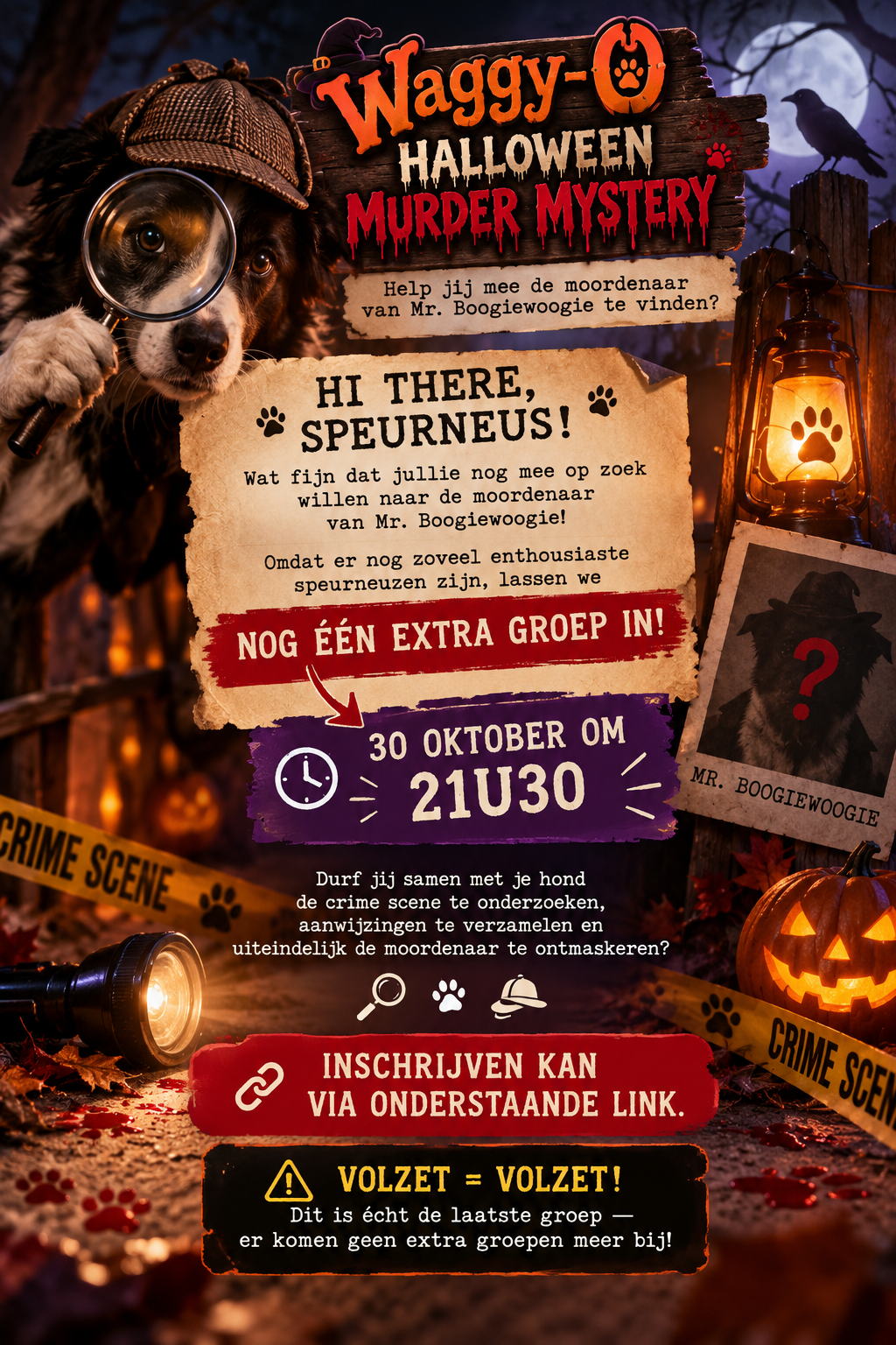 π WAGGY-O HALLOWEEN β MURDER MYSTERY EDITION ππΎ (30/10 - Groep3 om 21u30)